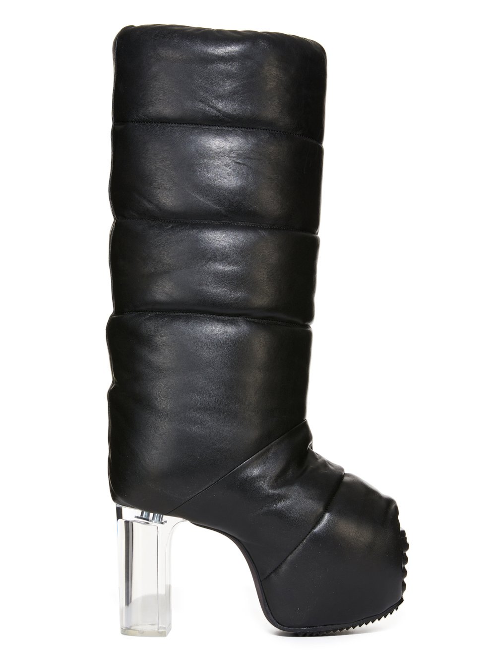 RICK OWENS FW23 LUXOR RUNWAY PADDED PULL ON PLATFORMS 45 IN BLACK VEG NAPPA LAMB