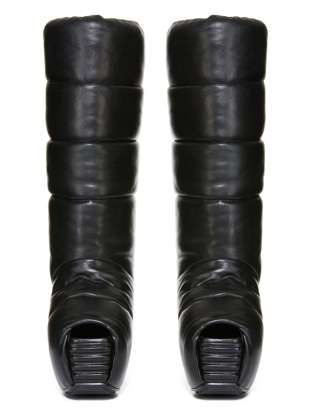 RICK OWENS FW23 LUXOR RUNWAY PADDED PULL ON PLATFORMS 45 IN BLACK VEG NAPPA LAMB