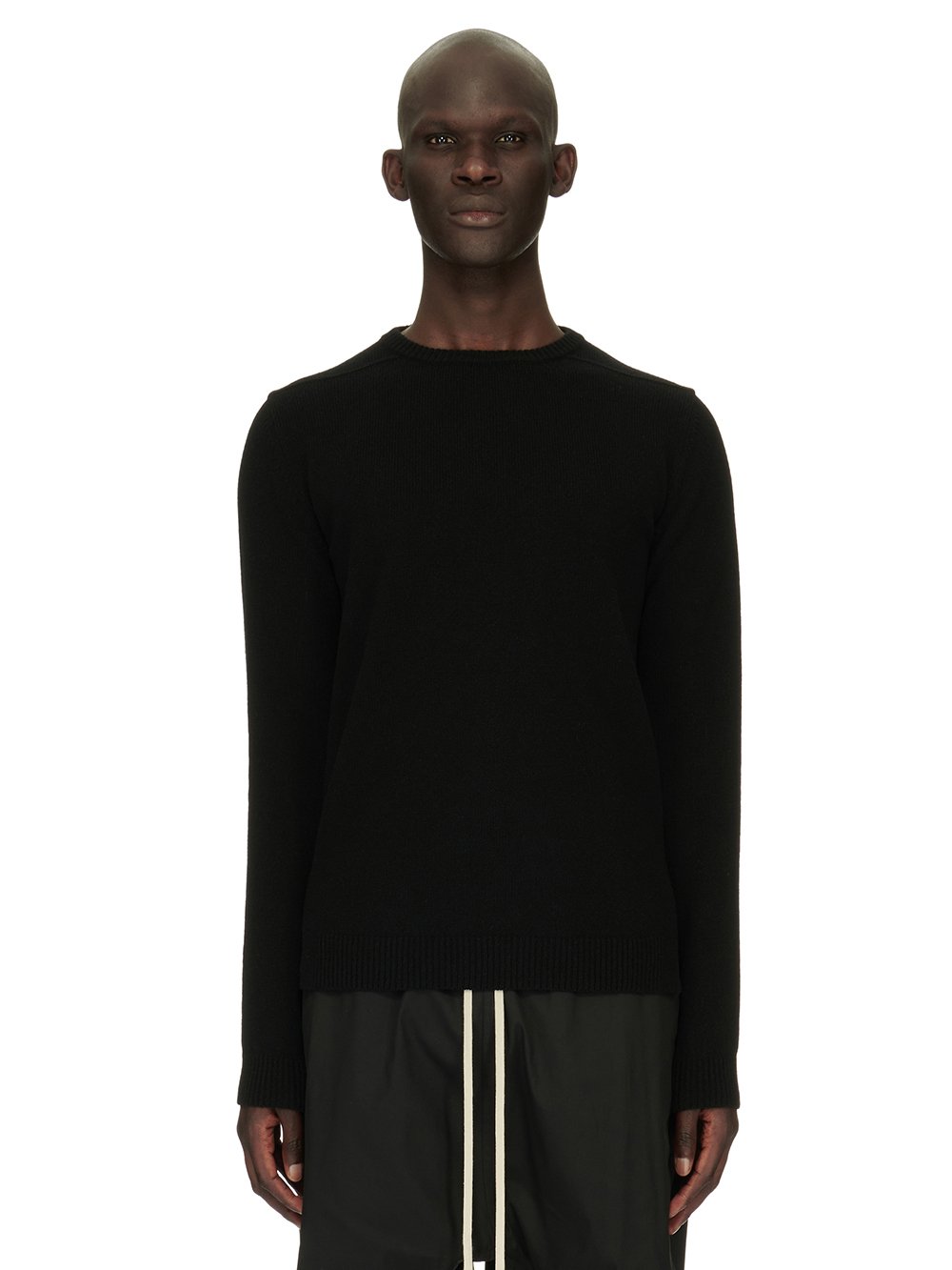 RICK OWENS FW23 LUXOR BIKER ROUND NECK IN BLACK RECYCLED CASHMERE KNIT RICK OWENS FW23 LUXOR BIKER ROUND NECK IN BLACK RECYCLED CASHMERE KNIT