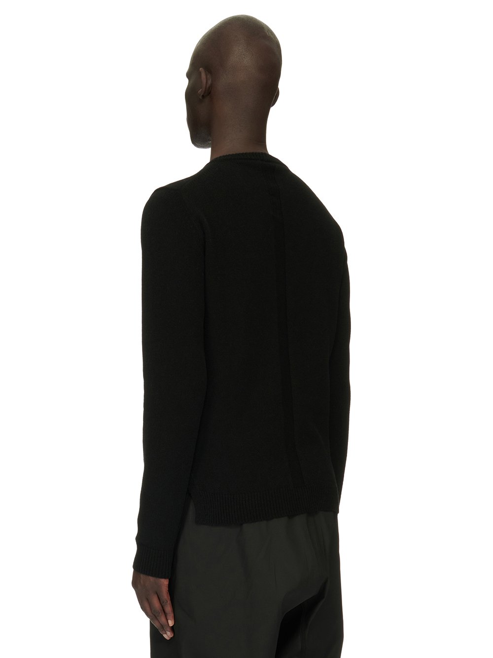 RICK OWENS FW23 LUXOR BIKER ROUND NECK IN BLACK RECYCLED CASHMERE KNIT