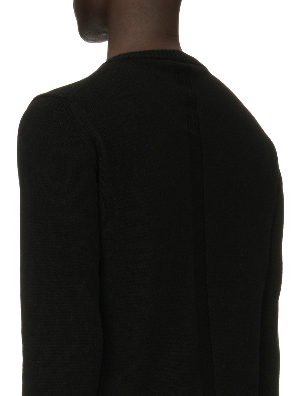 RICK OWENS FW23 LUXOR BIKER ROUND NECK IN BLACK RECYCLED CASHMERE KNIT