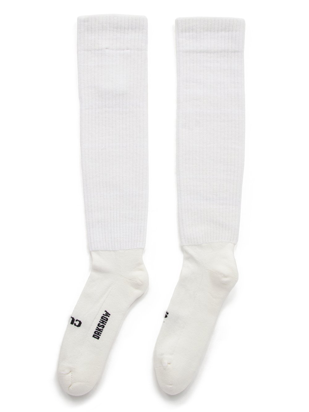 RICK OWENS FW23 LUXOR HIGH SOCKS SO CUNT IN MILK AND BLACK COTTON KNIT RICK OWENS FW23 LUXOR HIGH SOCKS SO CUNT IN MILK AND BLACK COTTON KNIT