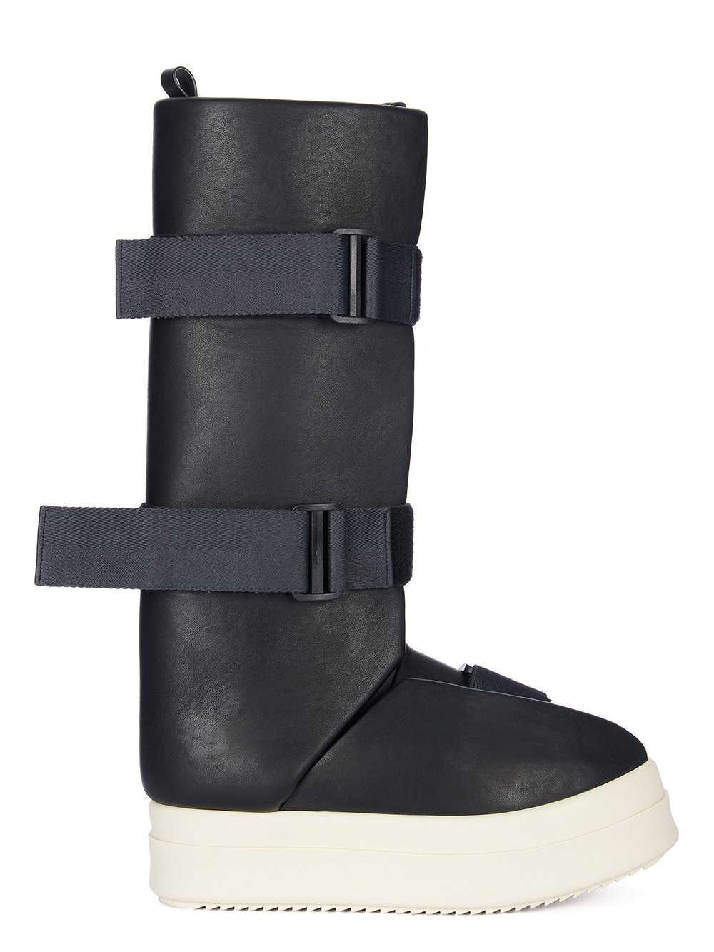 RICK OWENS FW23 LUXOR KNEE HIGH SPLINT SNEAKS IN BLACK AND MILK FULL GRAIN CALF LEATHER