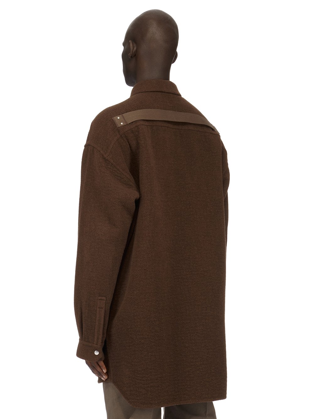 RICK OWENS FW23 LUXOR OVERSIZED OUTERSHIRT IN BROWN DOUBLE CASHMERE