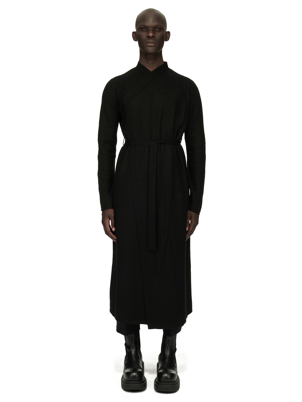 RICK OWENS FOREVER BATHROBE IN BLACK BOILED CASHMERE