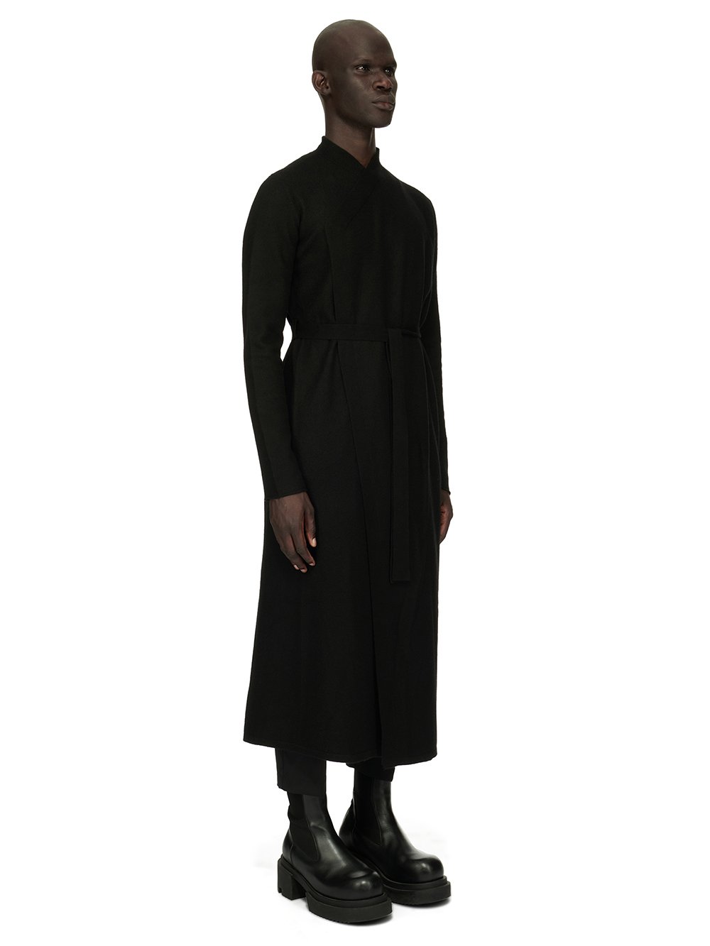 RICK OWENS FOREVER BATHROBE IN BLACK BOILED CASHMERE