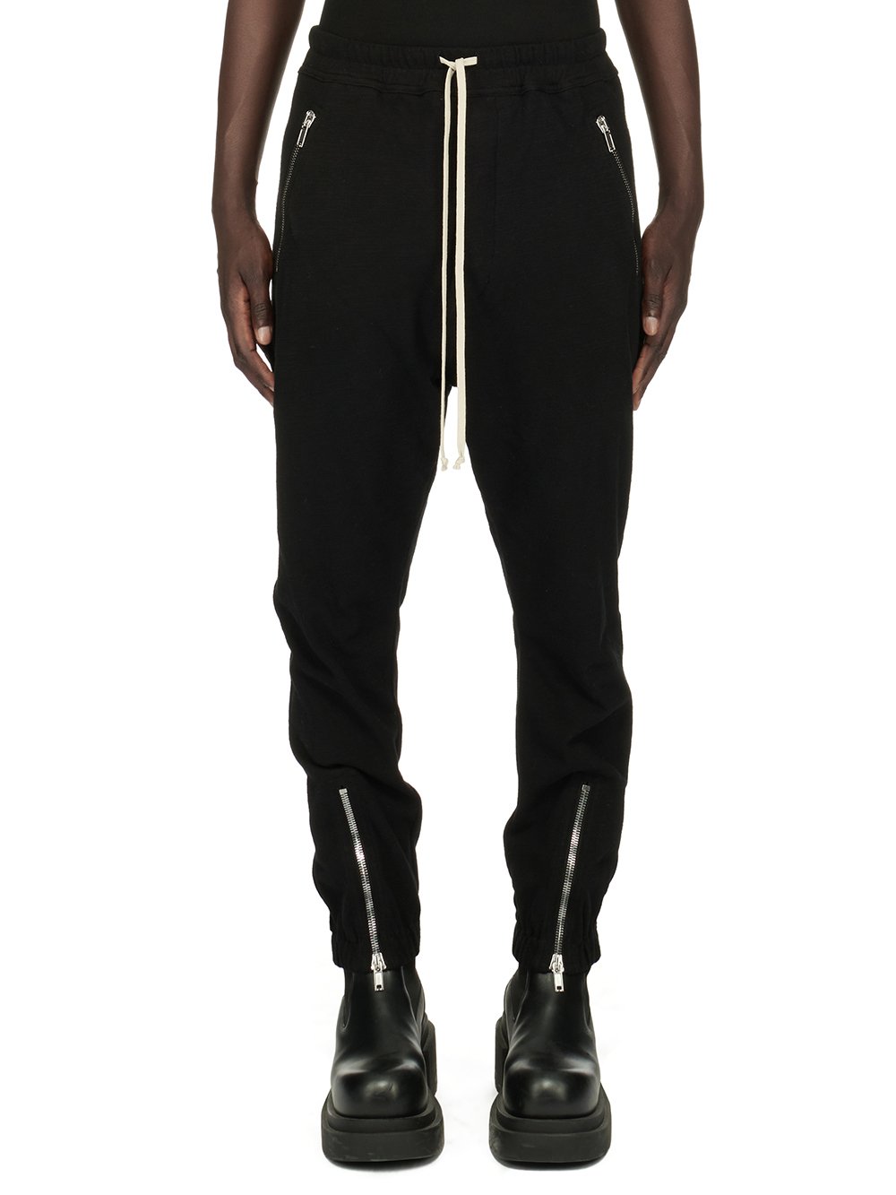 RICK OWENS FW23 LUXOR TECUATL TRACK PANT IN  BLACK BIGARZATO JERSEY 