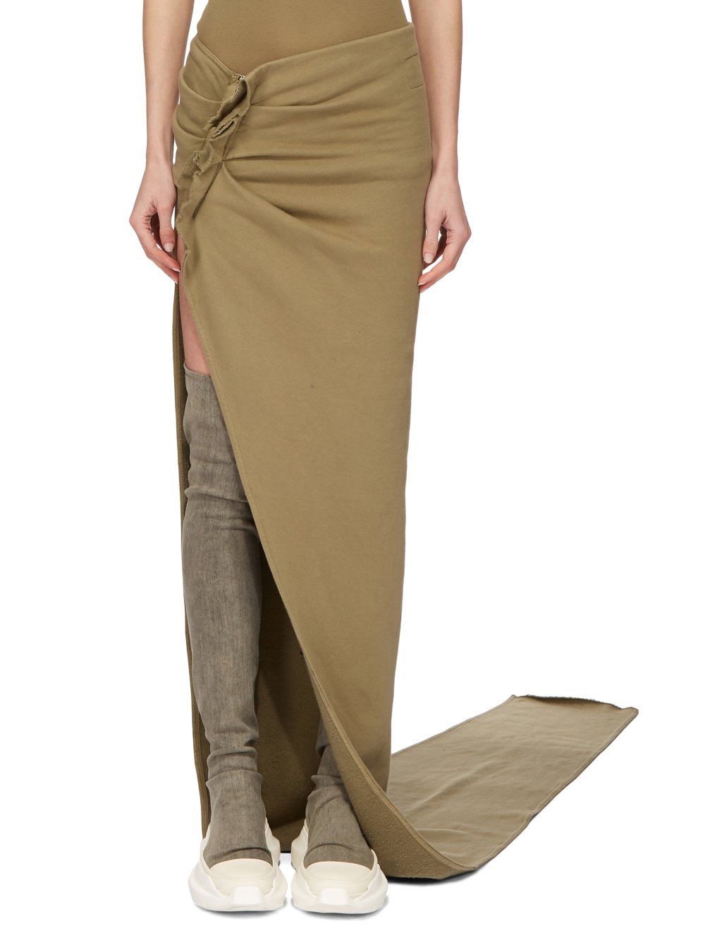 DRKSHDW FW23 LUXOR EDFU SKIRT LONG IN PALE GREEN FURKA HEAVY SWEATSHIRT 