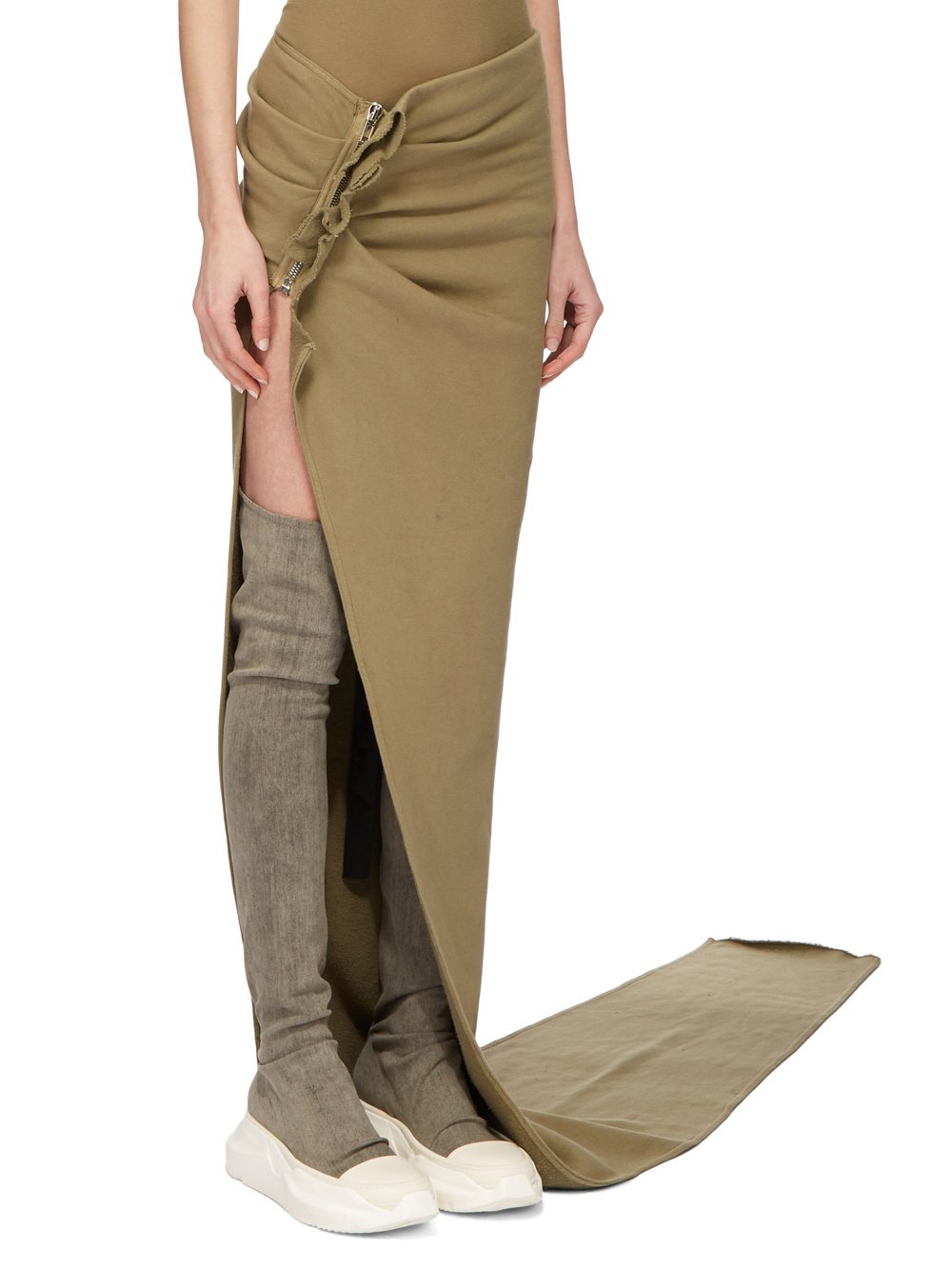 DRKSHDW FW23 LUXOR EDFU SKIRT LONG IN PALE GREEN FURKA HEAVY SWEATSHIRT 