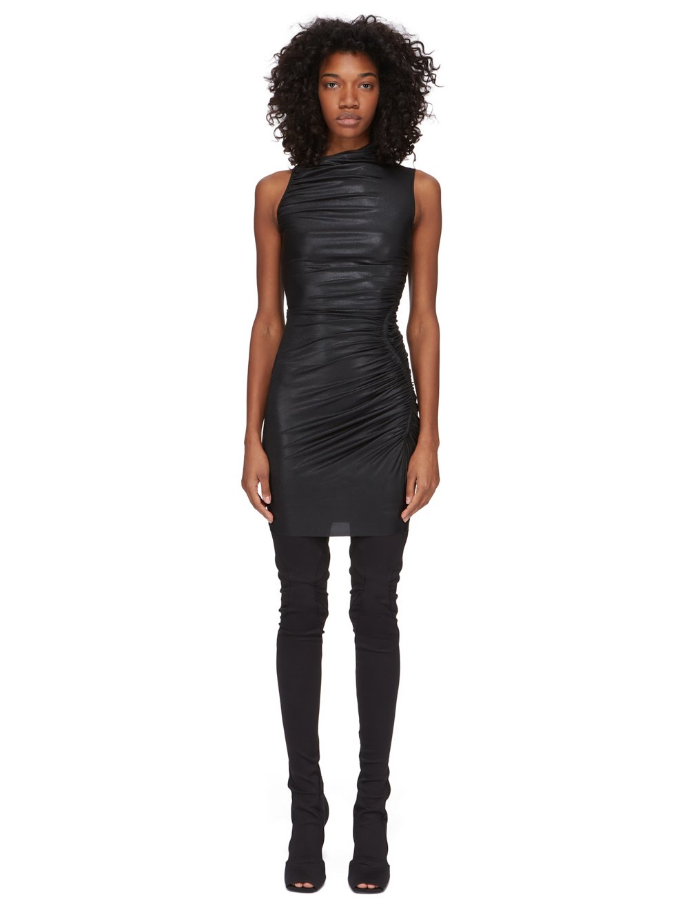 RICK OWENS LILIES FW23 LUXOR SVITA MINI IN BLACK GLOSSY VISCOSE JERSEY RICK OWENS LILIES FW23 LUXOR SVITA MINI IN BLACK GLOSSY VISCOSE JERSEY