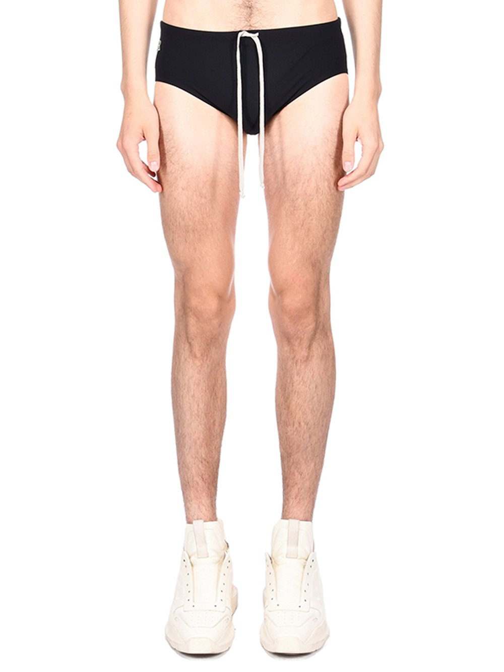 CHAMPION X RICK OWENS SWIM BRIEF IN BLACK RECYCLED NYLON SWIMWEAR JERSEY CHAMPION X RICK OWENS SWIM BRIEF IN BLACK RECYCLED NYLON SWIMWEAR JERSEY