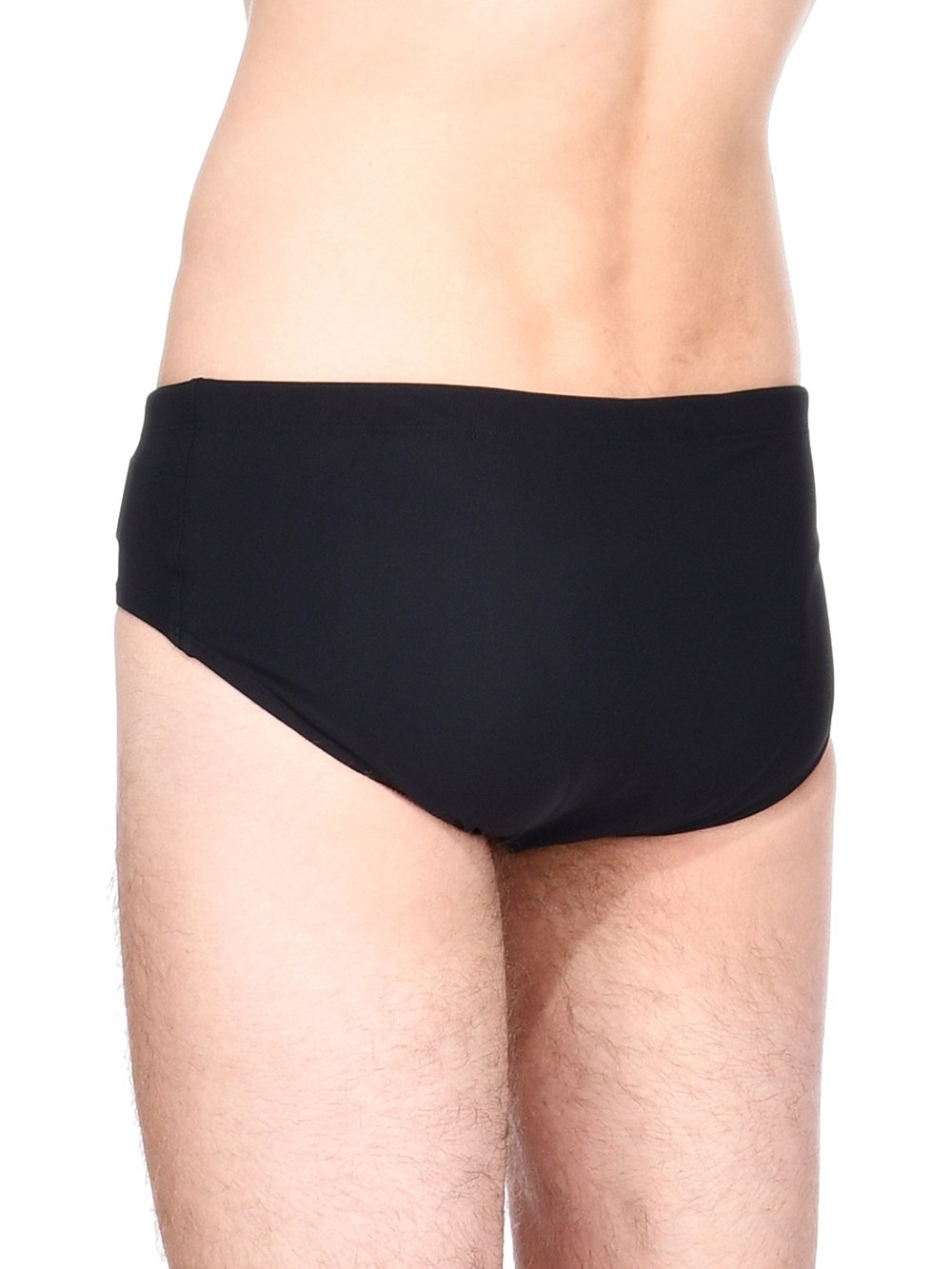 CHAMPION X RICK OWENS SWIM BRIEF IN BLACK RECYCLED NYLON SWIMWEAR JERSEY