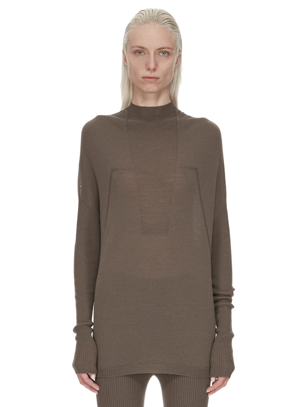 RICK OWENS FW23 LUXOR CRATER KNIT IN DUST GREY LIGHTWEIGHT RASATO KNIT