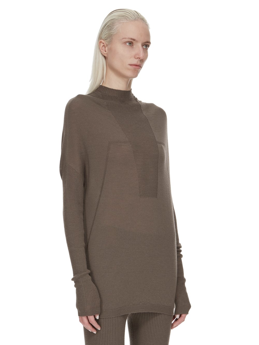 RICK OWENS FW23 LUXOR CRATER KNIT IN DUST GREY LIGHTWEIGHT RASATO KNIT