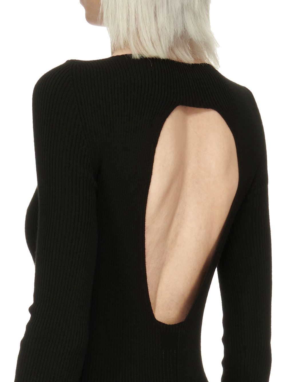RICK OWENS FW23 LUXOR AL TOP IN BLACK LIGHTWEIGHT RIBBED KNIT