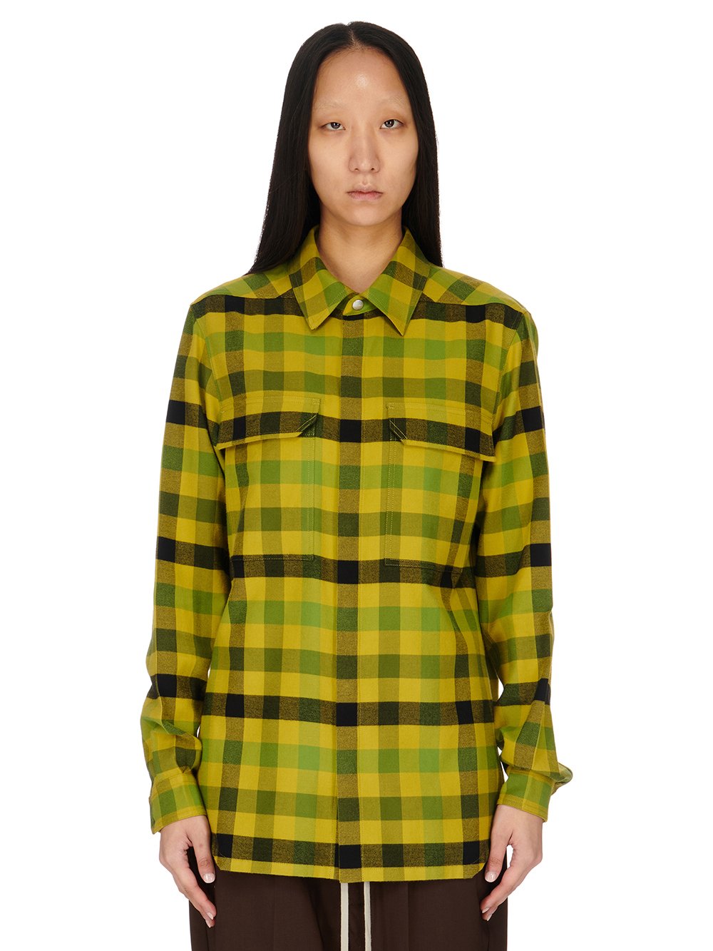RICK OWENS FW23 LUXOR OUTERSHIRT IN AICD COTTON PLAID