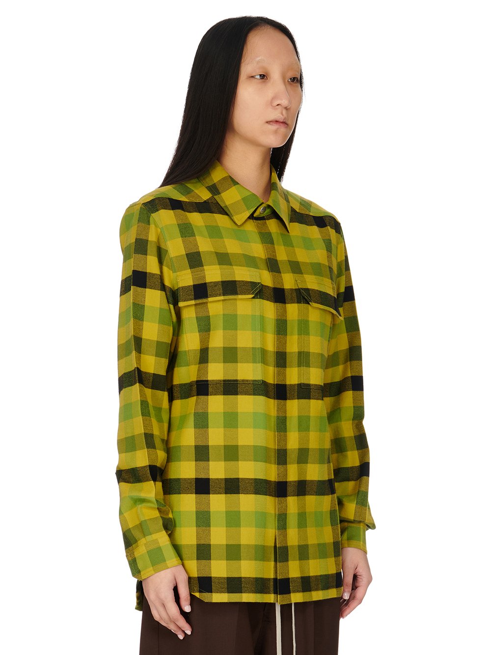 RICK OWENS FW23 LUXOR OUTERSHIRT IN AICD COTTON PLAID