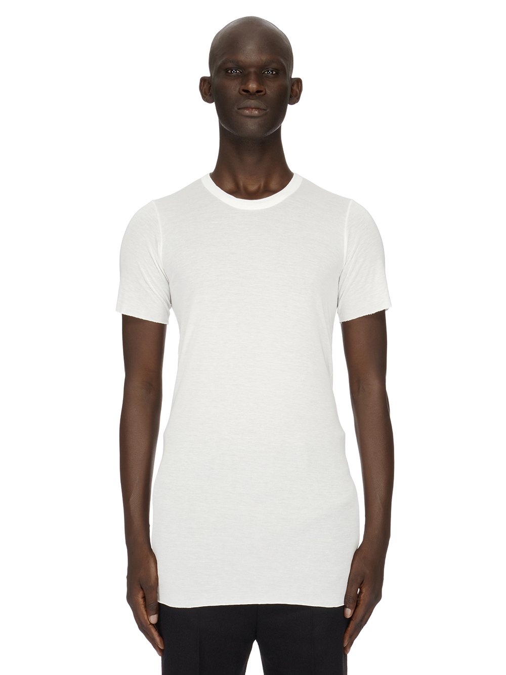 RICK OWENS FW23 LUXOR BASIC SS T IN MILK WHITE VISCOSE SILK JERSEY RICK OWENS FW23 LUXOR BASIC SS T IN MILK WHITE VISCOSE SILK JERSEY