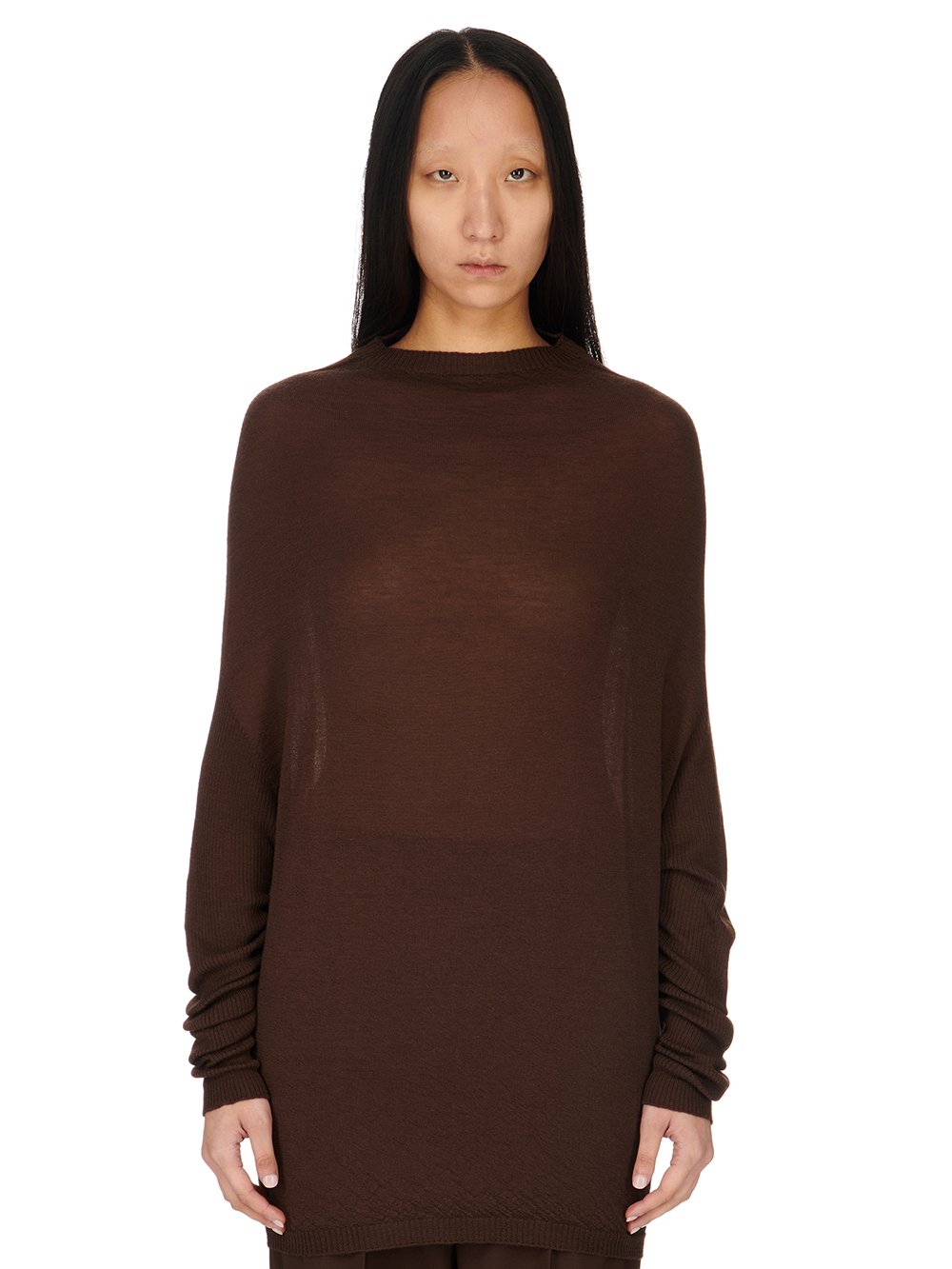 RICK OWENS FW23 LUXOR CRATER KNIT IN BROWN LIGHTWEIGHT RASATO KNIT