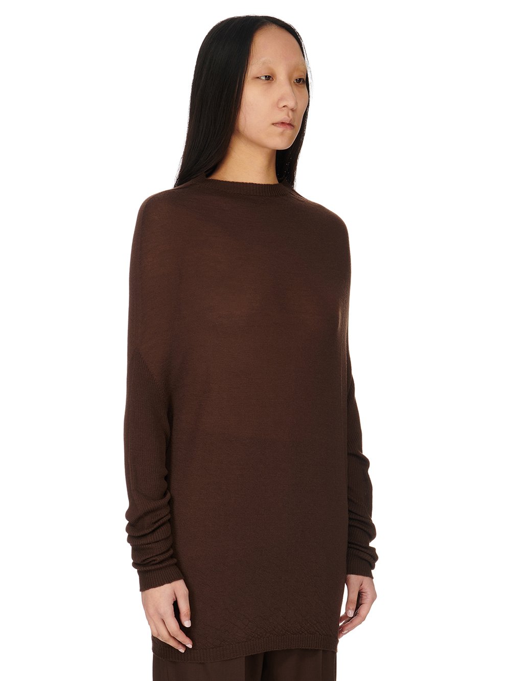 RICK OWENS FW23 LUXOR CRATER KNIT IN BROWN LIGHTWEIGHT RASATO KNIT