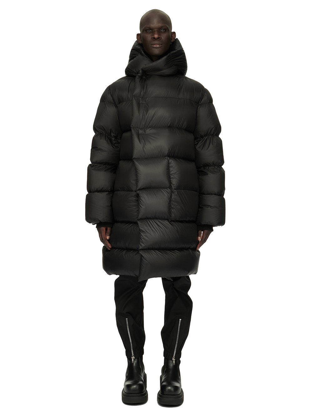 RICK OWENS FW23 LUXOR LS HOODED LINER IN BLACK RECYCLED NYLON