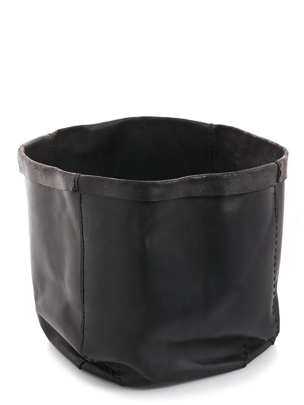 RICK OWENS CORBEILLE IN BLACK LEATHER. RICK OWENS CORBEILLE IN BLACK LEATHER.