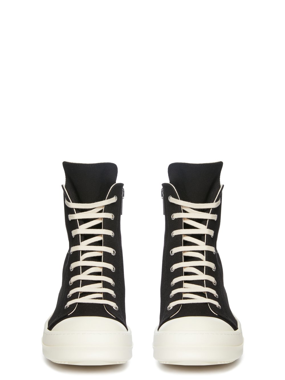 DRKSHDW FW23 LUXOR SNEAKS IN BLACK AND PEARL 13OZ OVERDYED DENIM