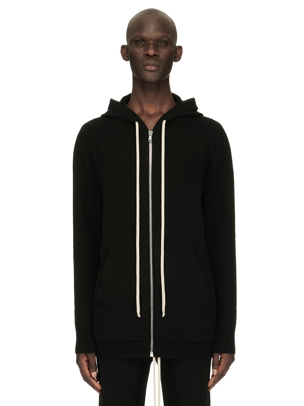 RICK OWENS FW23 LUXOR ZIPPED HOODIE IN RECYCLED CASHMERE KNIT