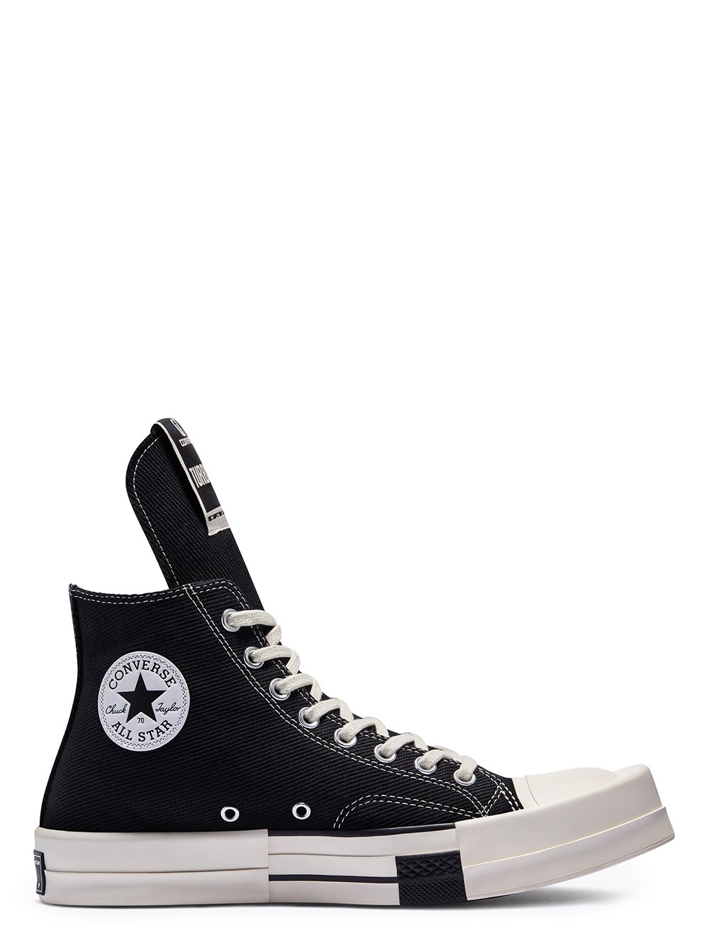 CONVERSE X DRKSHDW TURBODRK HI IN BLACK AND WHITE.