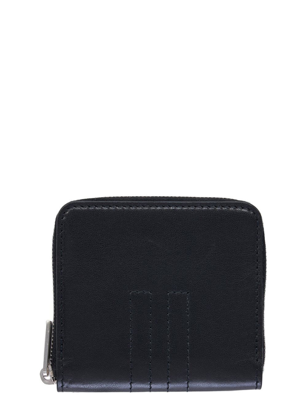 RICK OWENS FW23 LUXOR ZIPPED WALLET IN BLACK GLOSSY GROPONE COW LEATHER