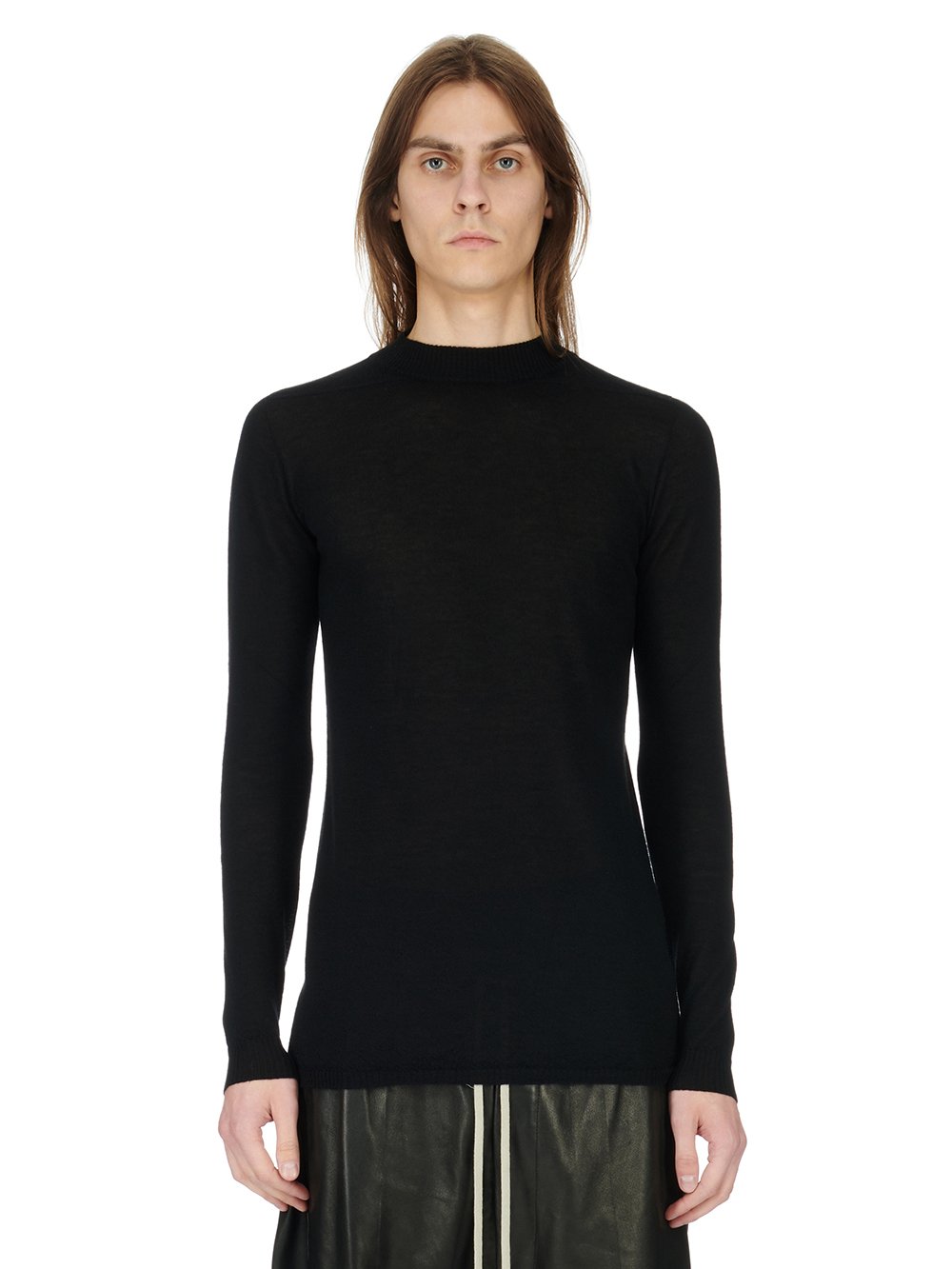 RICK OWENS FW23 LUXOR LEVEL LUPETTO IN BLACK LIGHTWEIGHT RASATO KNIT RICK OWENS FW23 LUXOR LEVEL LUPETTO IN BLACK LIGHTWEIGHT RASATO KNIT