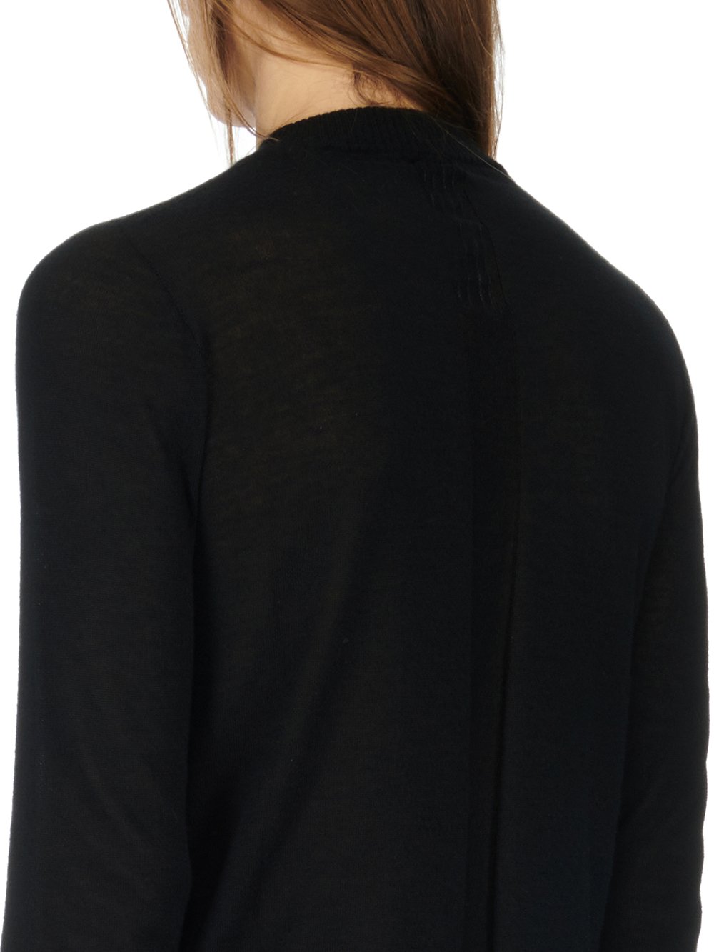 RICK OWENS FW23 LUXOR LEVEL LUPETTO IN BLACK LIGHTWEIGHT RASATO KNIT