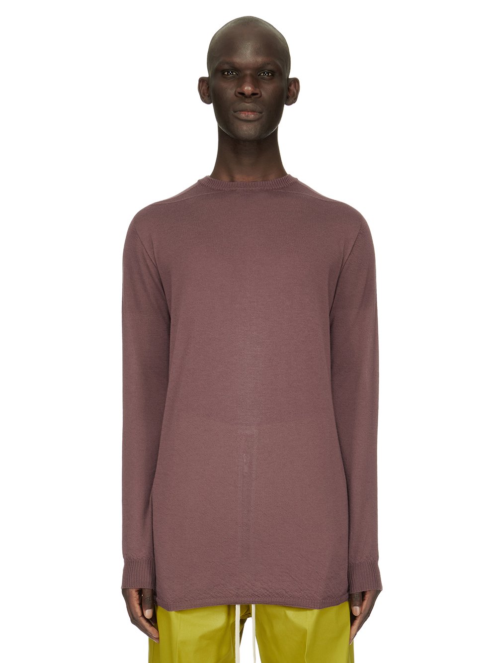 RICK OWENS FW23 LUXOR OVERSIZED ROUND NECK IN AMETHYST PURPLE LIGHTWEIGHT RASATO KNIT