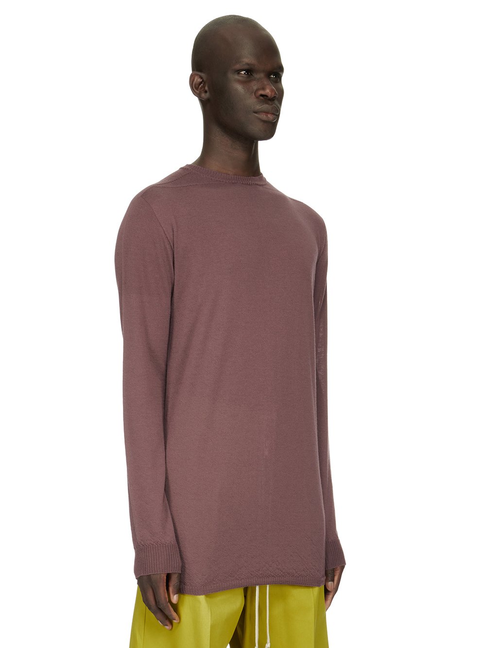 RICK OWENS FW23 LUXOR OVERSIZED ROUND NECK IN AMETHYST PURPLE LIGHTWEIGHT RASATO KNIT