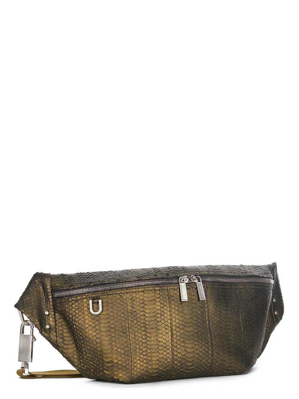 RICK OWENS FW23 LUXOR BUMBAG IN METALLIC ACID XENOCHROPHIS SNAKE