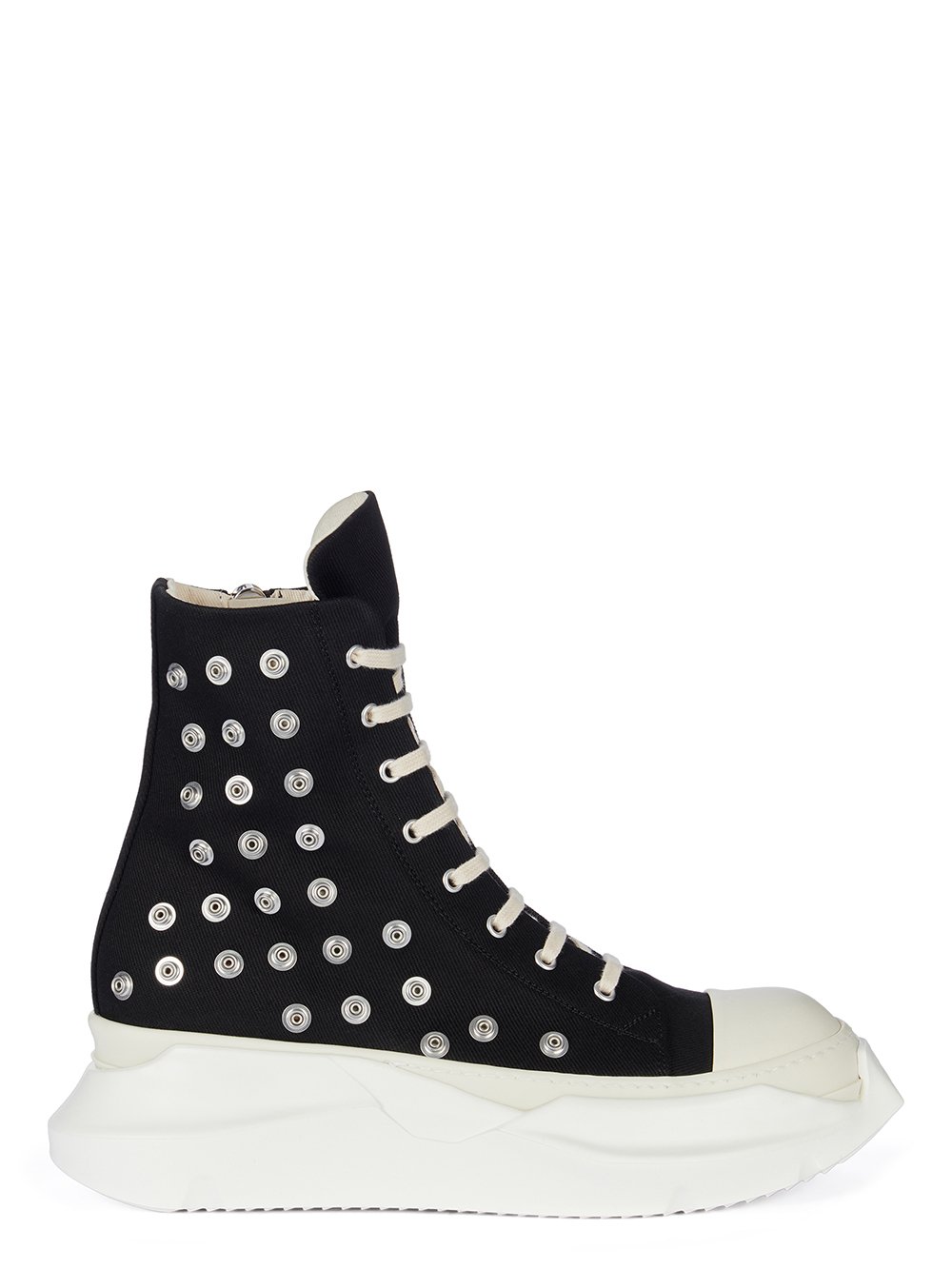 RICK OWENS FW23 LUXOR ABSTRACT SNEAK IN BLACK AND MILK 13OZ OVERDYED DENIM RICK OWENS FW23 LUXOR ABSTRACT SNEAK IN BLACK AND MILK 13OZ OVERDYED DENIM