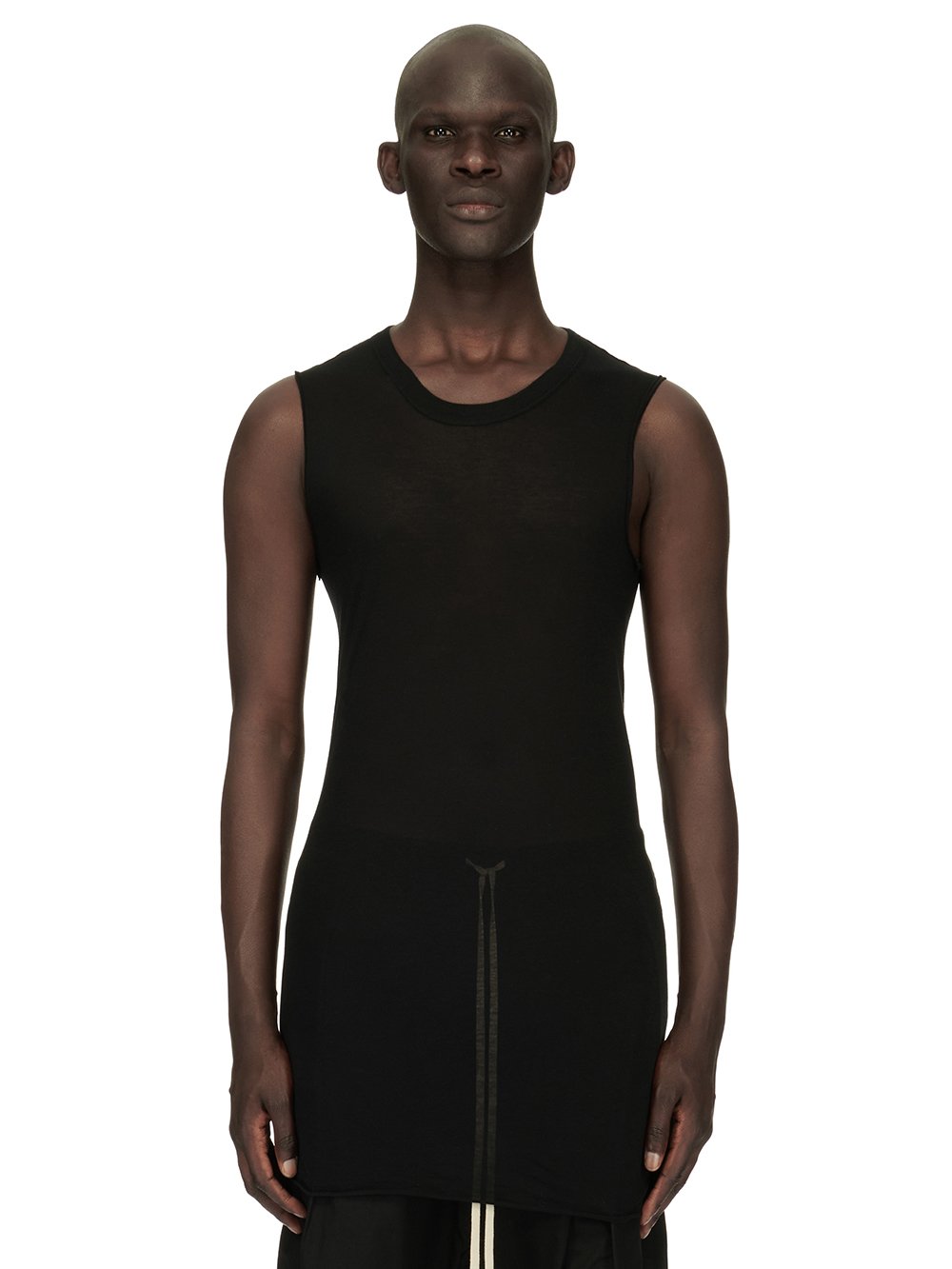 RICK OWENS FOREVER BASIC SL T IN BLACK UNSTABLE COTTON