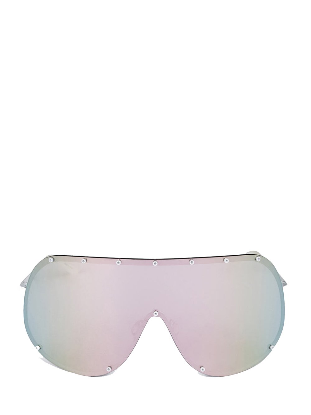 RICK OWENS SHIELD SUNGLASSES IN WHITE WITH PINK LENS