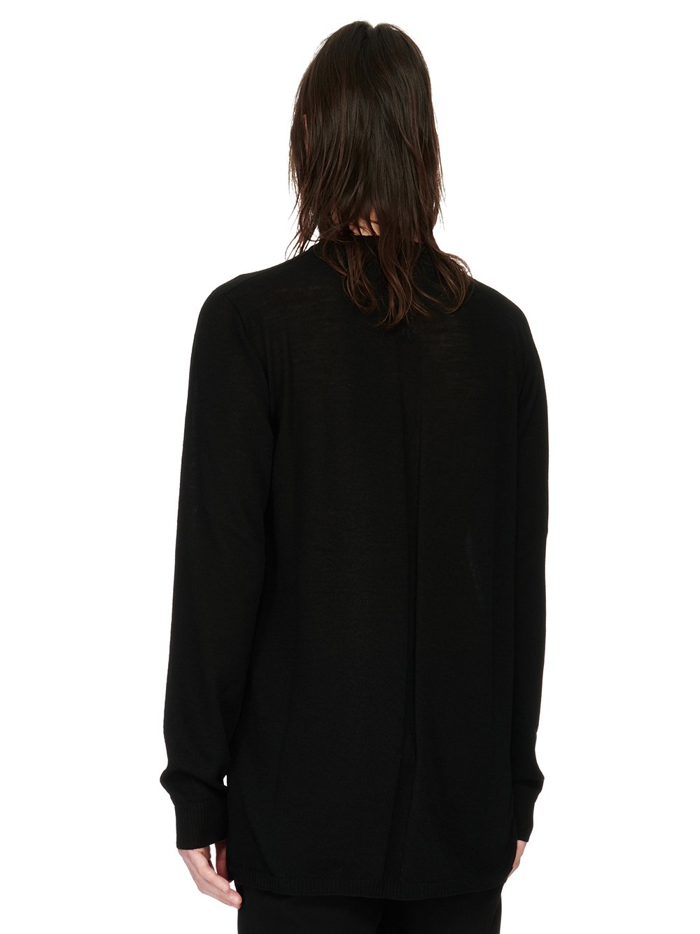 RICK OWENS FW23 LUXOR OVERSIZED ROUND NECK IN BLACK LIGHTWEIGHT RASATO KNIT