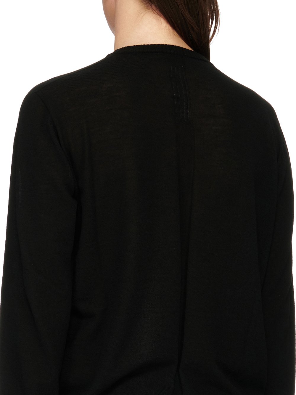 RICK OWENS FW23 LUXOR OVERSIZED ROUND NECK IN BLACK LIGHTWEIGHT RASATO KNIT