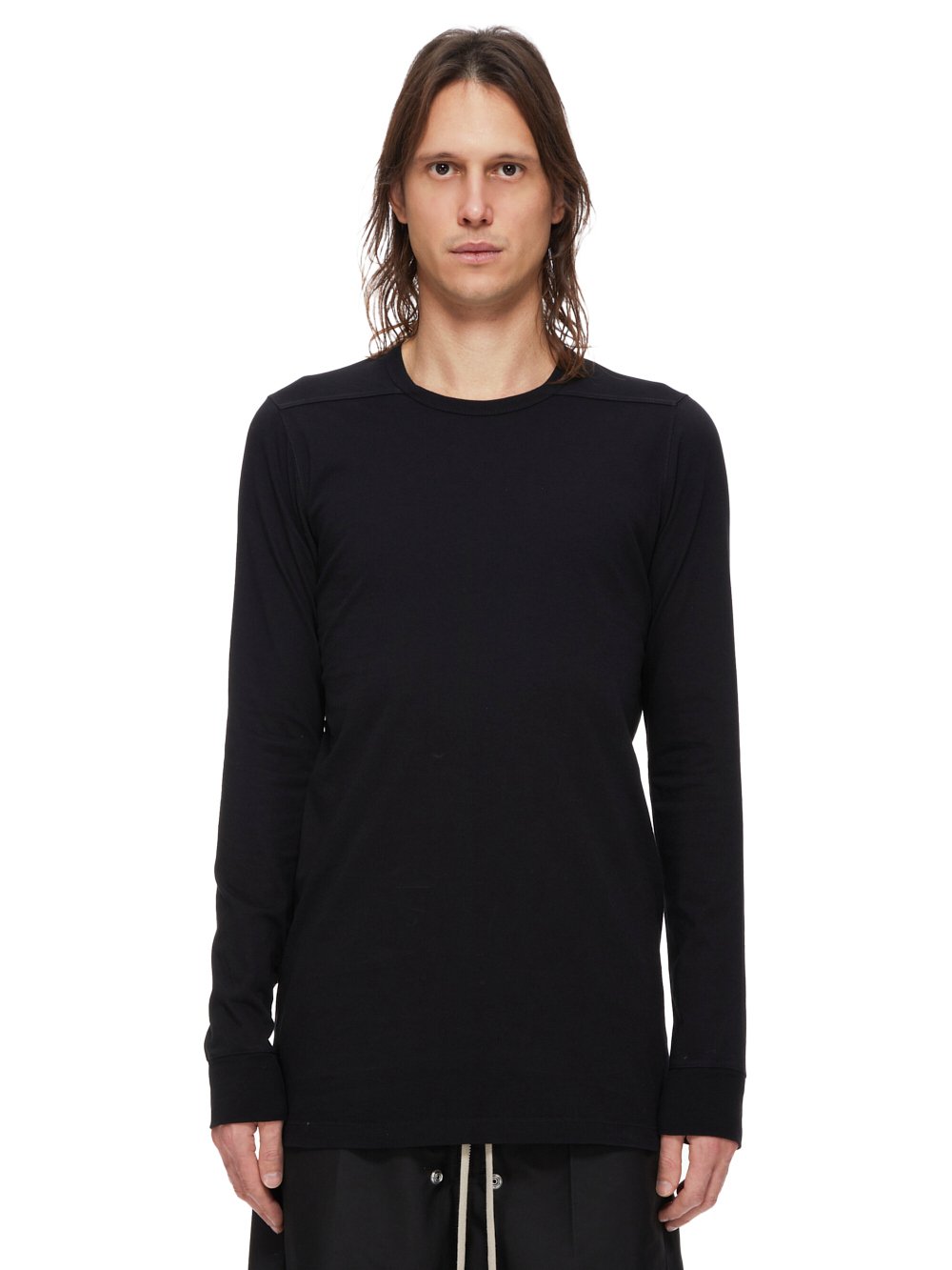 RICK OWENS FW23 LUXOR LEVEL LS T IN  BLACK CLASSIC COTTON JERSEY
