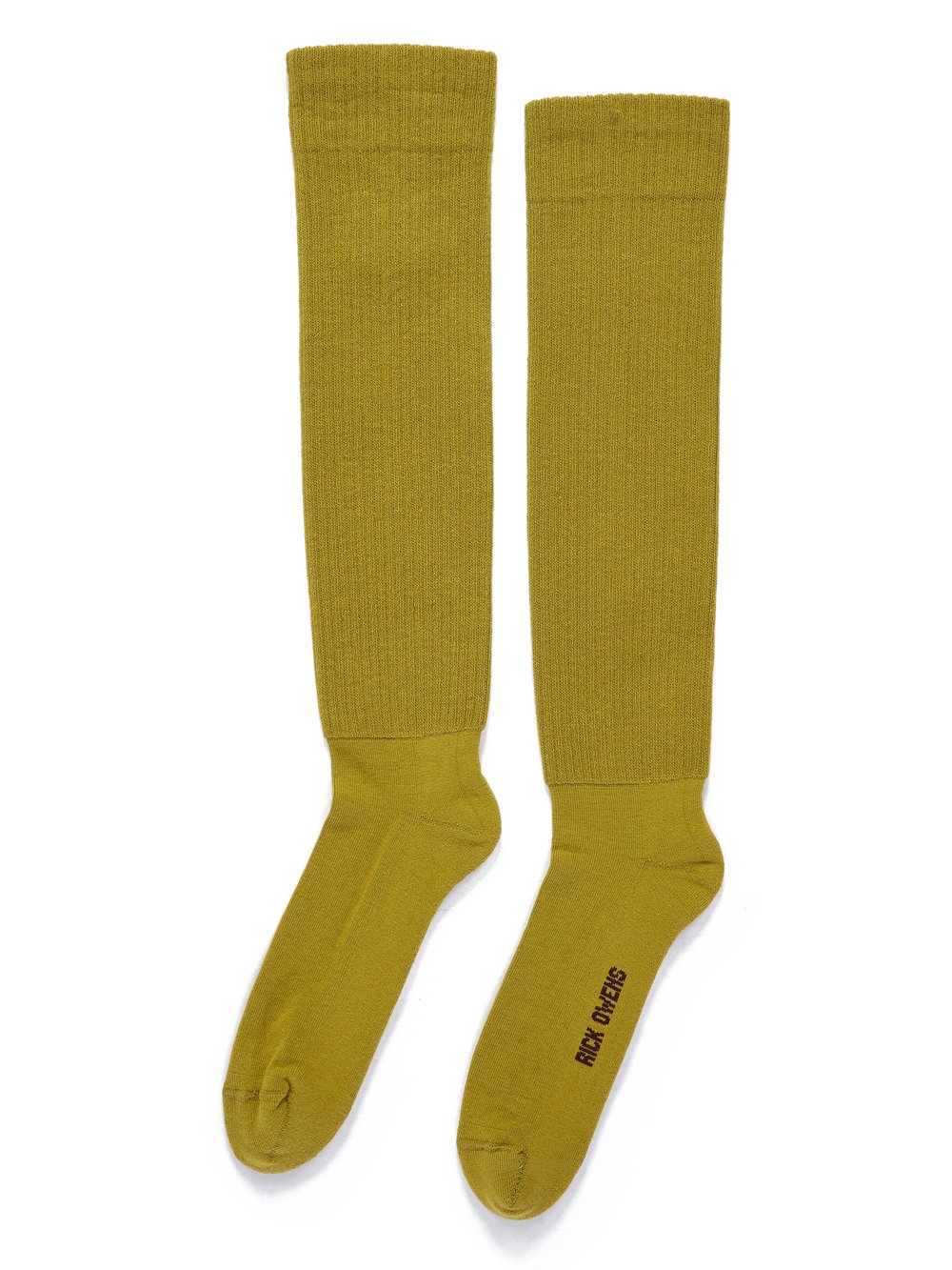 RICK OWENS FW23 LUXOR KNEE HIGH SOCKS IN ACID AND AMETHYST COTTON KNIT RICK OWENS FW23 LUXOR KNEE HIGH SOCKS IN ACID AND AMETHYST COTTON KNIT