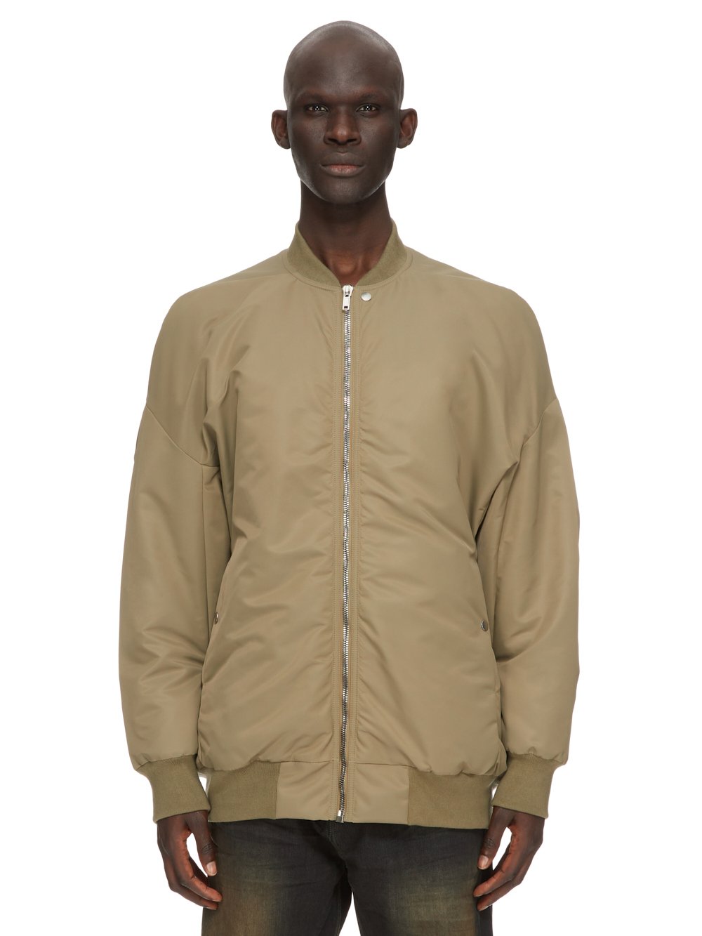 DRKSHDW FW23 LUXOR JUMBO FLIGHT IN PALE GREEN AND MAUVE RECYCLED BOMBER