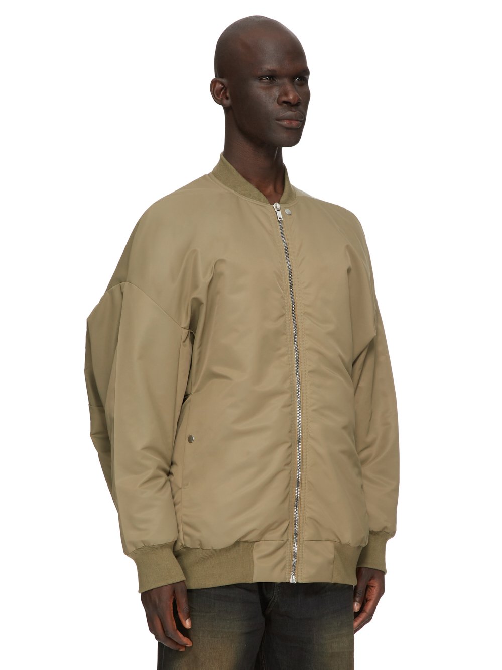 DRKSHDW FW23 LUXOR JUMBO FLIGHT IN PALE GREEN AND MAUVE RECYCLED BOMBER