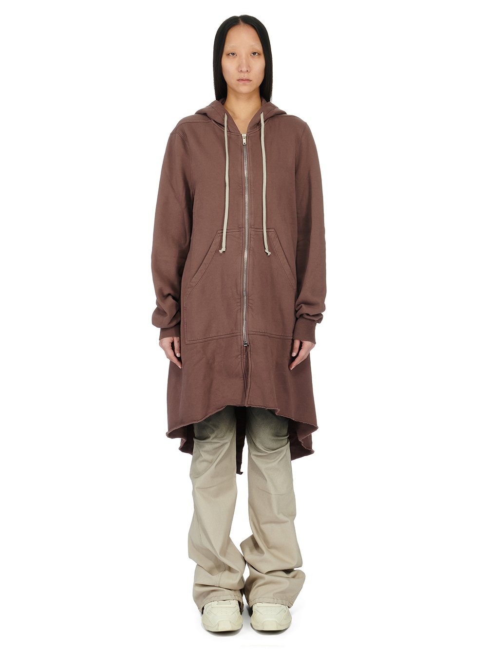 RICK OWENS FW23 LUXOR HOODIE FISHTAIL PARKA IN MAUVE FURKA HEAVY SWEATSHIRT