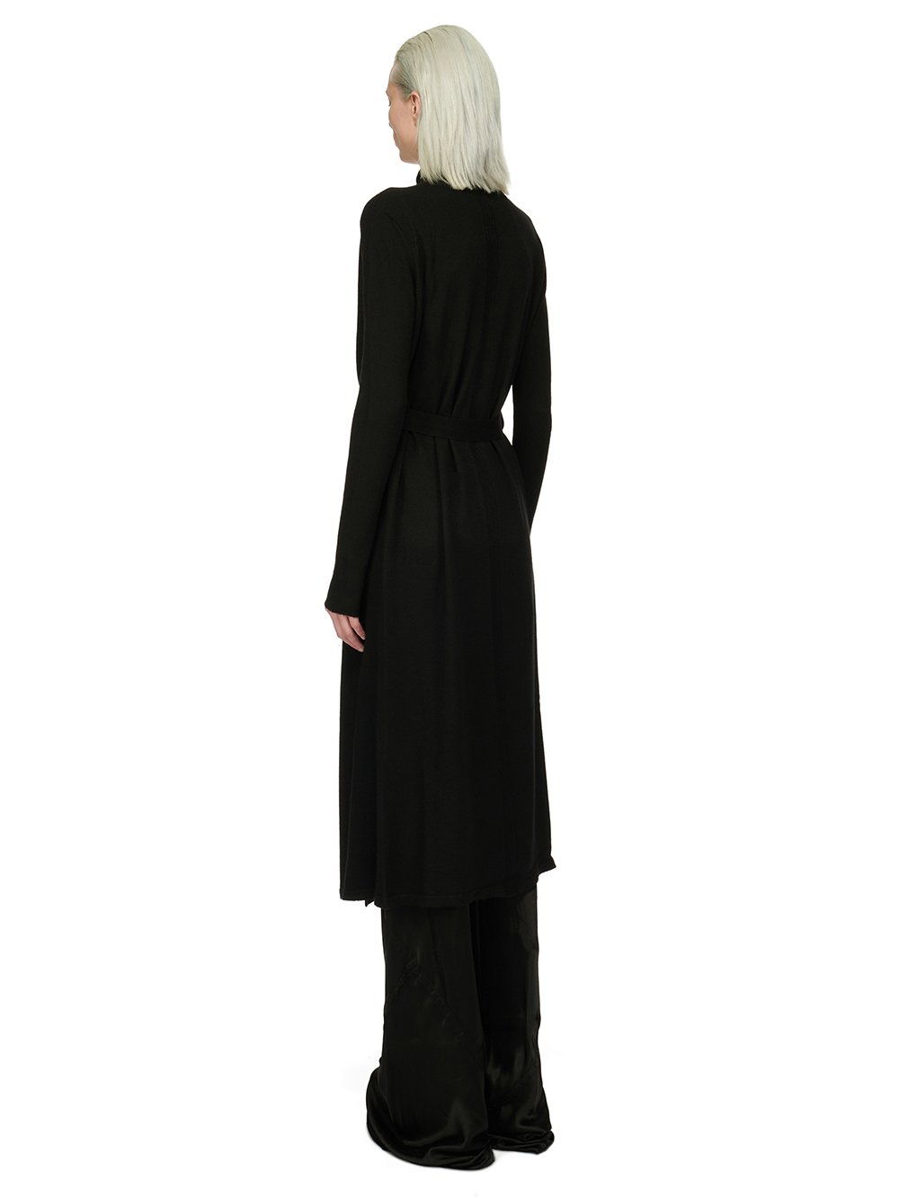 RICK OWENS FOREVER BATHROBE IN BLACK BOILED CASHMERE. 