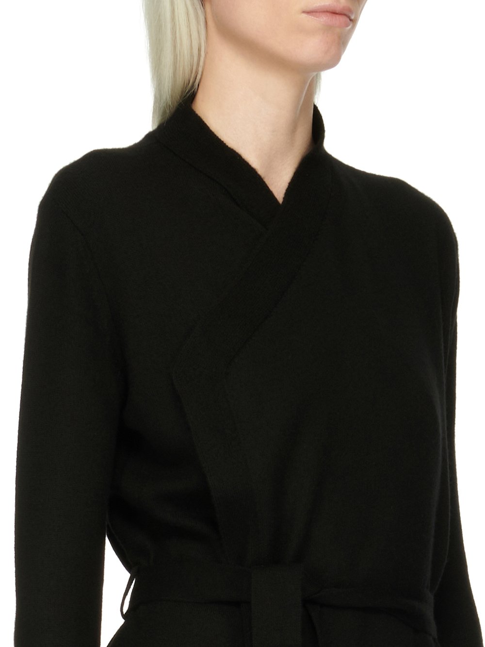 RICK OWENS FOREVER BATHROBE IN BLACK BOILED CASHMERE. 