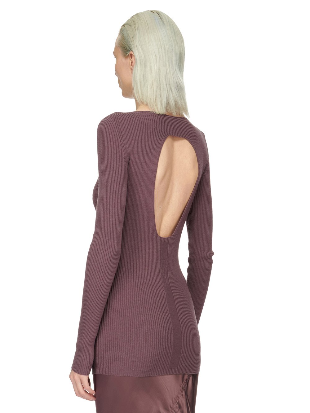 RICK OWENS FW23 LUXOR AL TOP IN AMETHYST PURPLE LIGHTWEIGHT RIBBED KNIT