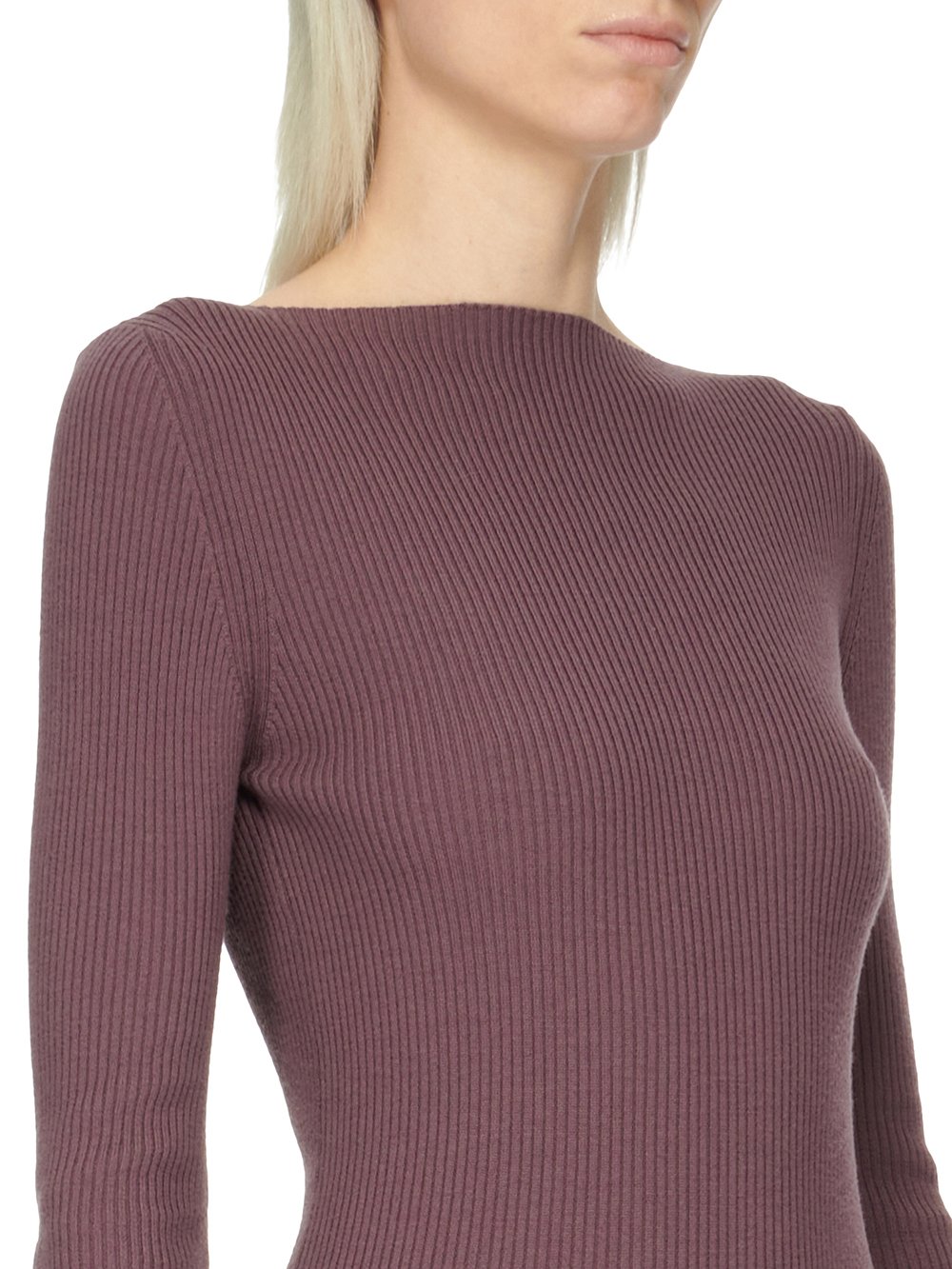 RICK OWENS FW23 LUXOR AL TOP IN AMETHYST PURPLE LIGHTWEIGHT RIBBED KNIT