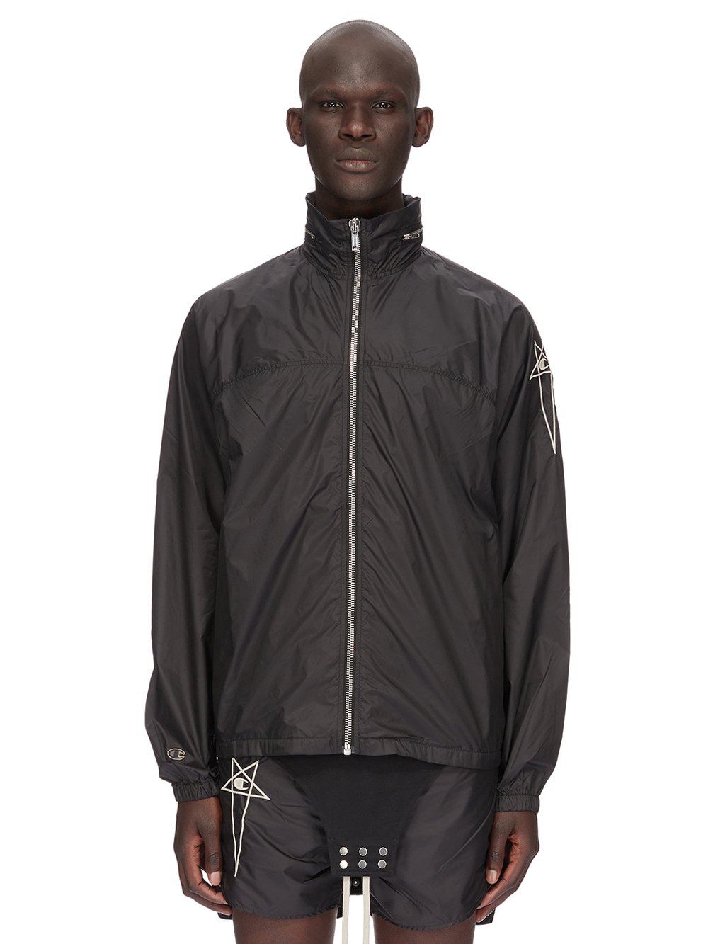 CHAMPION X RICK OWENS MOUNTAIN WINDBREAKER IN BLACK RECYCLED NYLON